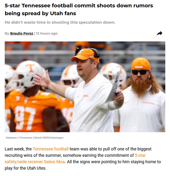 Tennessee lands 5-star Moa, Utah fans react