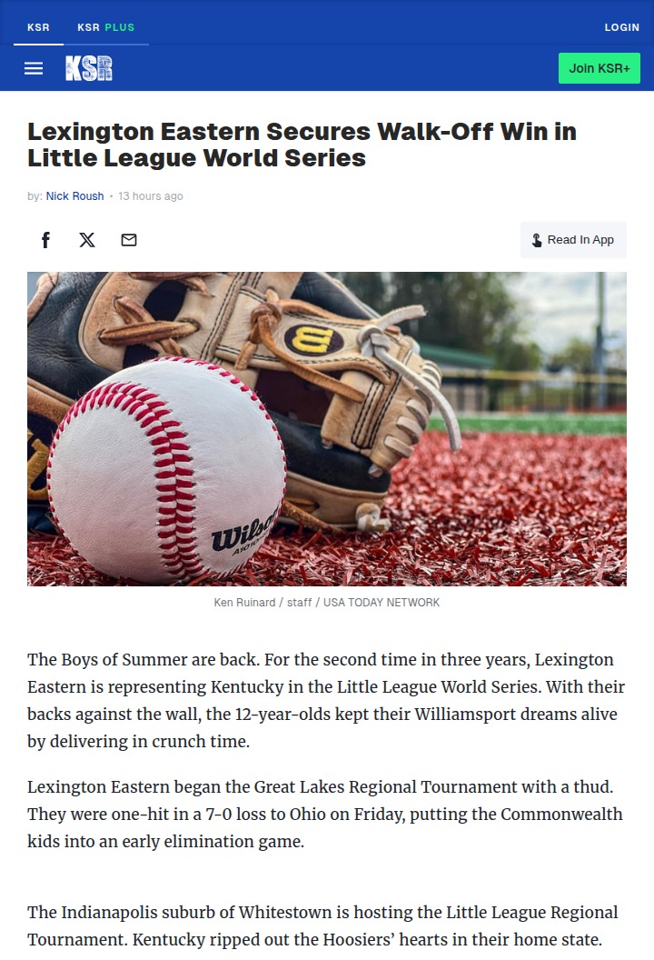 Lexington Eastern’s wild walk-off keeps Kentucky’s Little League dreams alive
