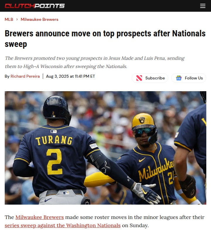 Brewers vs Nationals: Prospects on the Rise