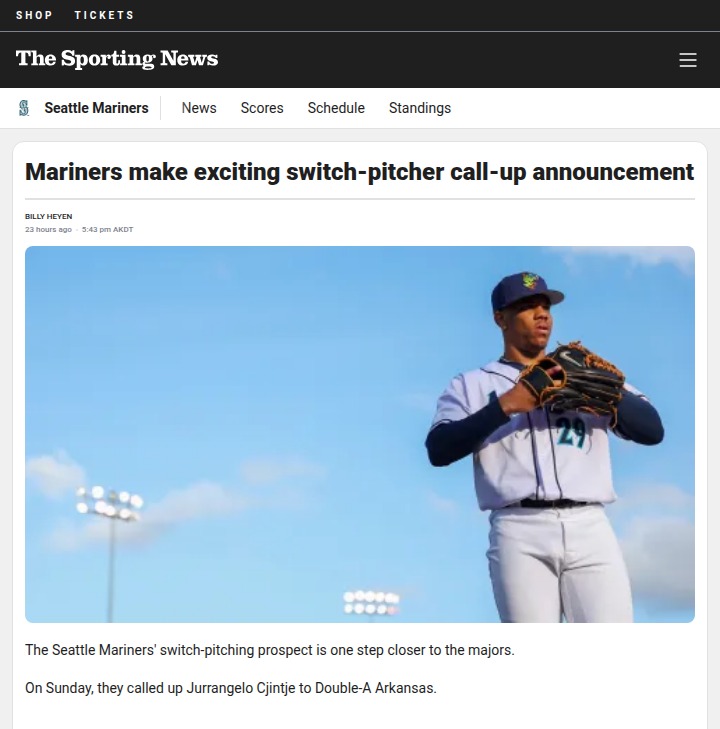 Mariners’ switch-pitcher shakes up Arkansas