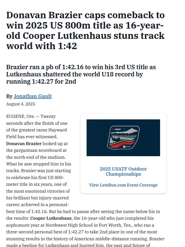 Cooper Lutkenhaus stuns with record 800m run