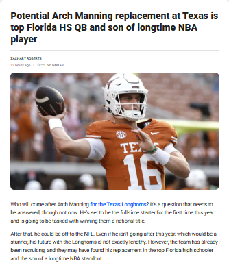 Texas Longhorns Already Eyeing Arch's Successor