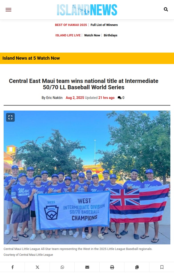 Maui Rallies for Little League World Series Glory