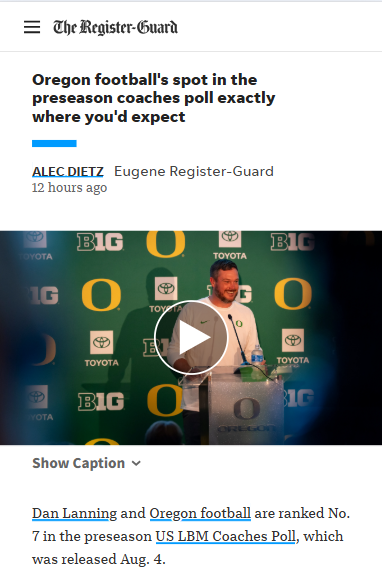 Oregon football lands top 10 preseason spot