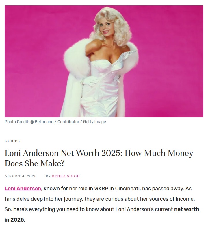 Loni Anderson Net Worth Shocker 💰