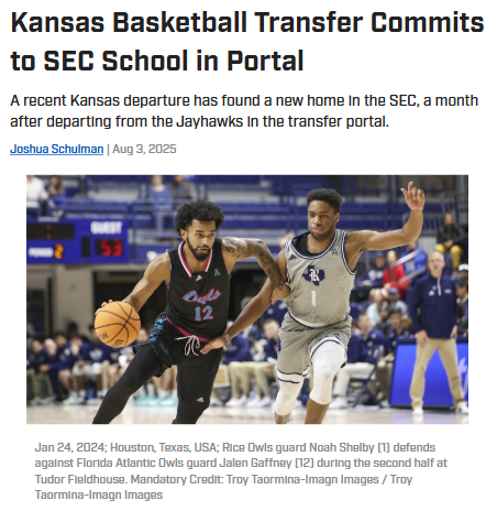 Jayhawks to Aggies: Shelby Joins SEC Rivals
