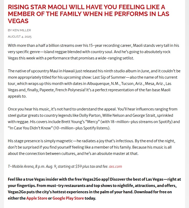 Maoli brings island vibes to Las Vegas