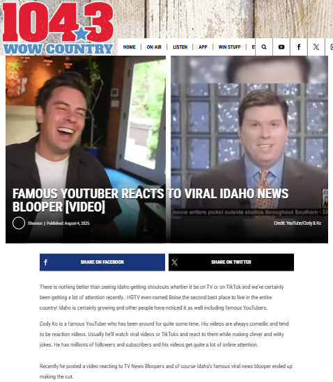 Boise’s viral news blooper gets a YouTube spotlight
