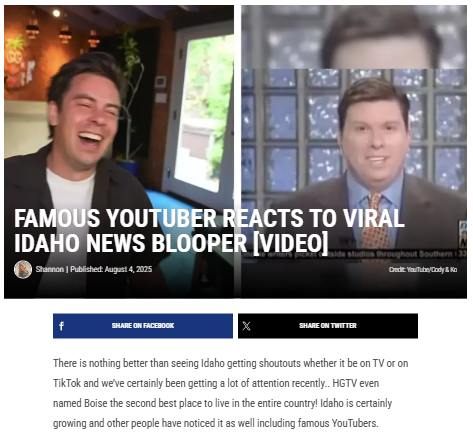 Boise’s viral news blooper gets YouTube fame
