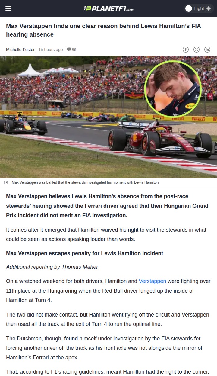 Hungarian GP: Max vs Hamilton, No Penalty Drama