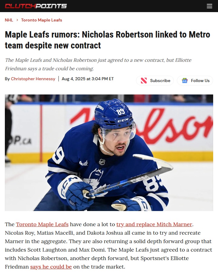 Leafs’ Robertson to Penguins? Trade Buzz Heats Up