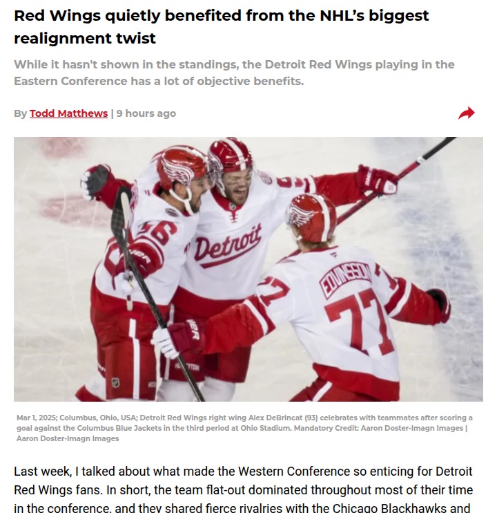 Why Detroit Red Wings fans love the Eastern switch