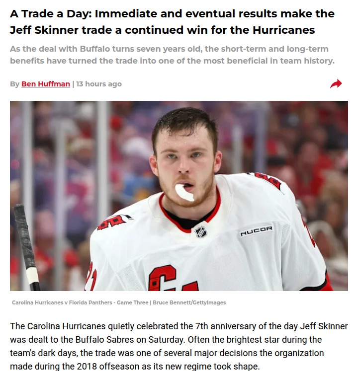 How the Jeff Skinner trade shaped the Hurricanes