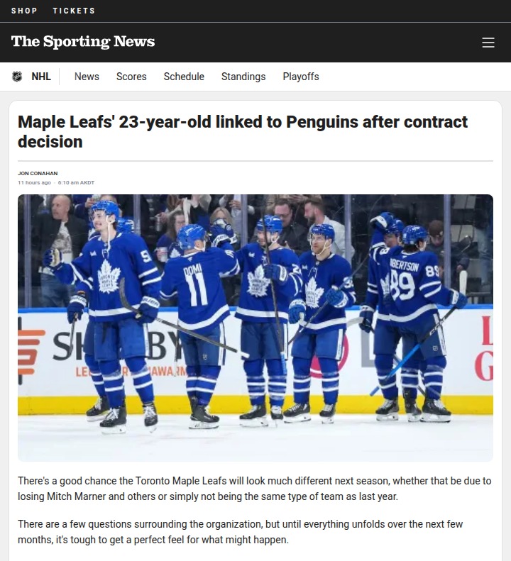 Leafs’ Robertson Trade Buzz: Pens in Play?