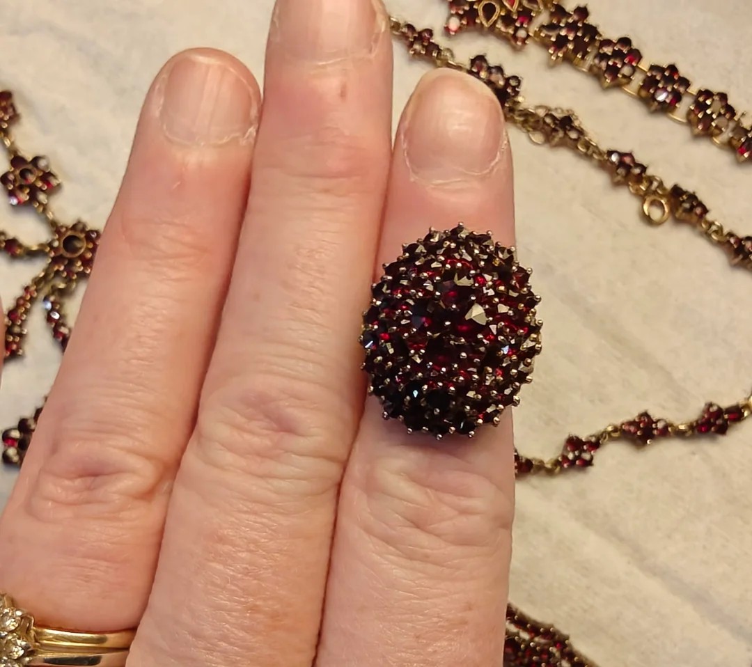 Great Great Grandmother's Bohemian garnets, might be from 1902-1908? 🤔