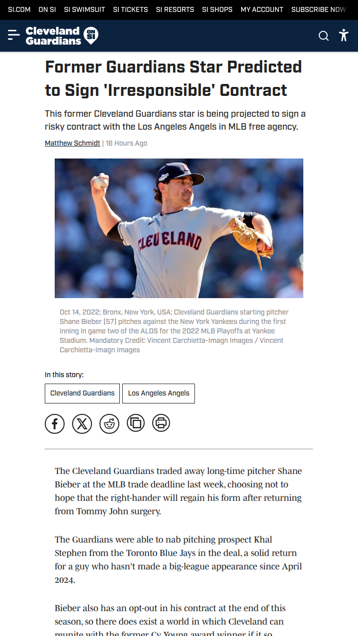 Shane Bieber’s next move has MLB buzzing