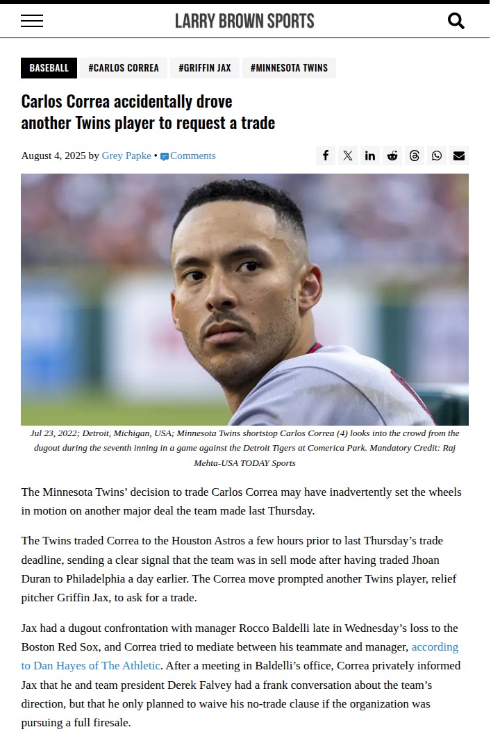 Correa Trade Sparks Twins Fire Sale Drama