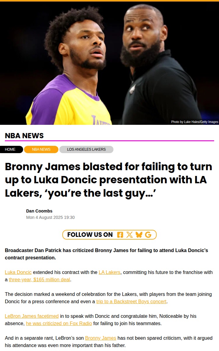 Bronny Misses Luka’s Big Lakers Moment