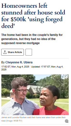 Georgia couple fights back after home sold with forged deed