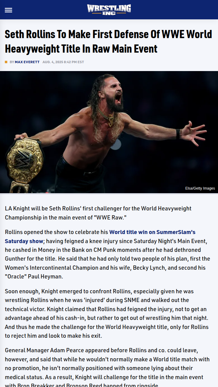 LA Knight Calls Out Rollins on Raw