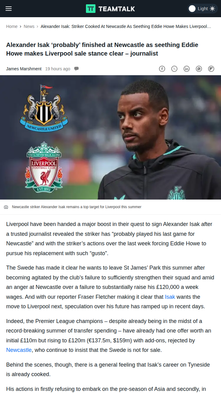 Isak’s Toon Exit? Liverpool’s Big Gamble