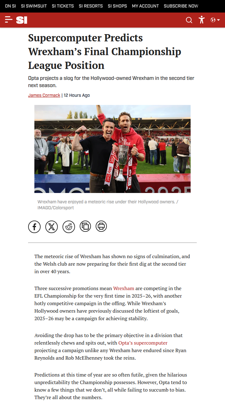 Wrexham’s Survival Odds: Supercomputer Says…