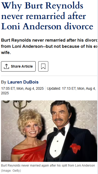 Burt Reynolds’ Real Reason for Staying Single