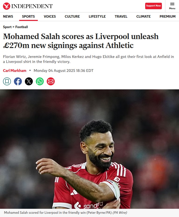 Liverpool vs Athletic: Wirtz Shines, Salah Scores