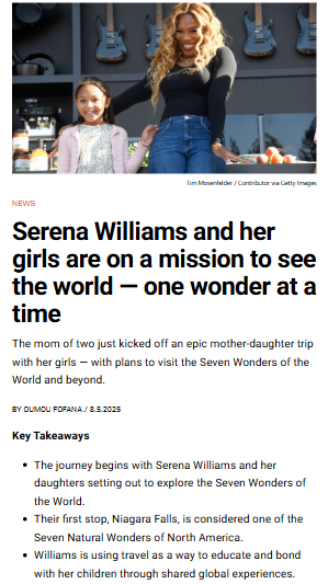 Serena’s Epic Girls’ Trip Kicks Off at Niagara