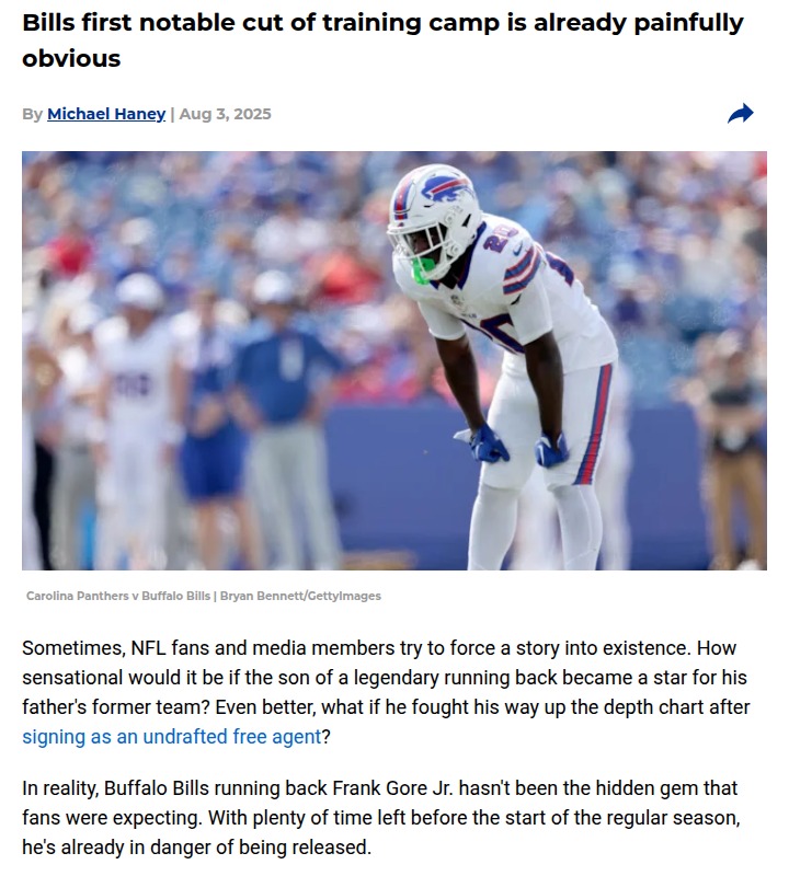 Buffalo’s Frank Gore Jr. faces tough roster odds