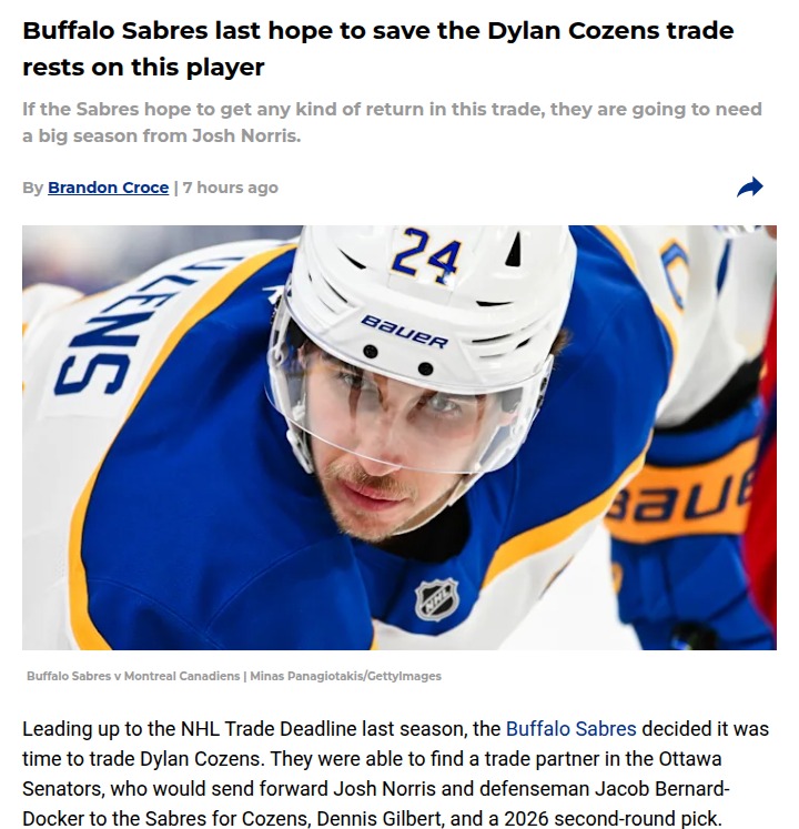 Buffalo’s big gamble: Can Josh Norris turn it around?
