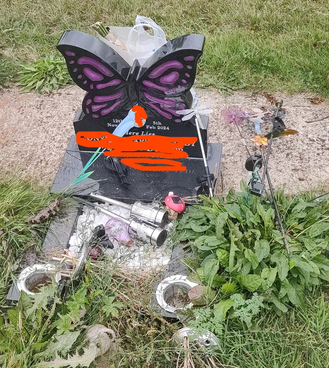 Heartbreak 💔💔💔 Grave Decorations Vandalized