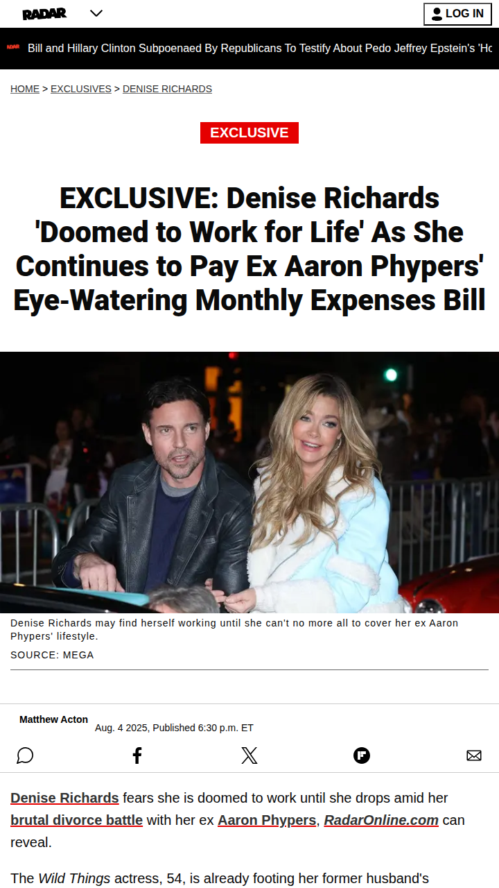 Denise Richards faces $105K-a-month divorce drama