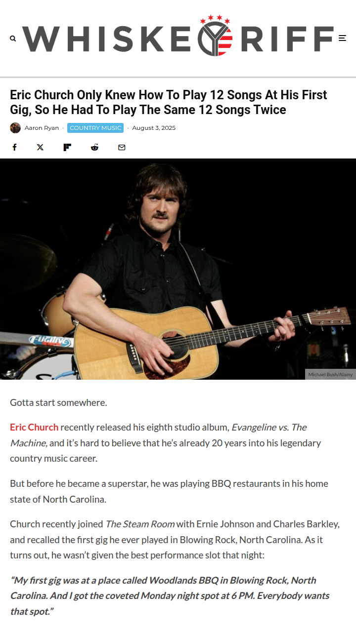 Eric Church’s Wild First Gig Story 😂