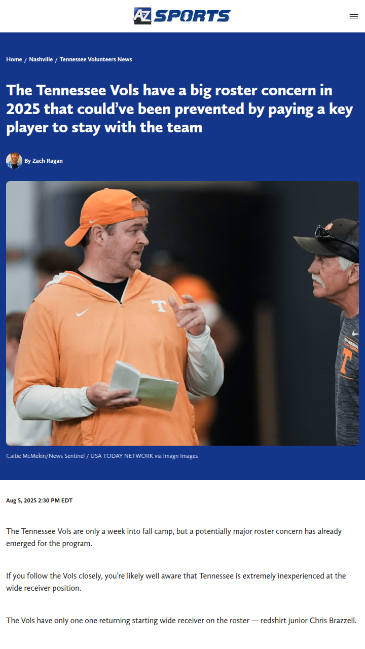 Tennessee Vols’ wide receiver depth is a real worry