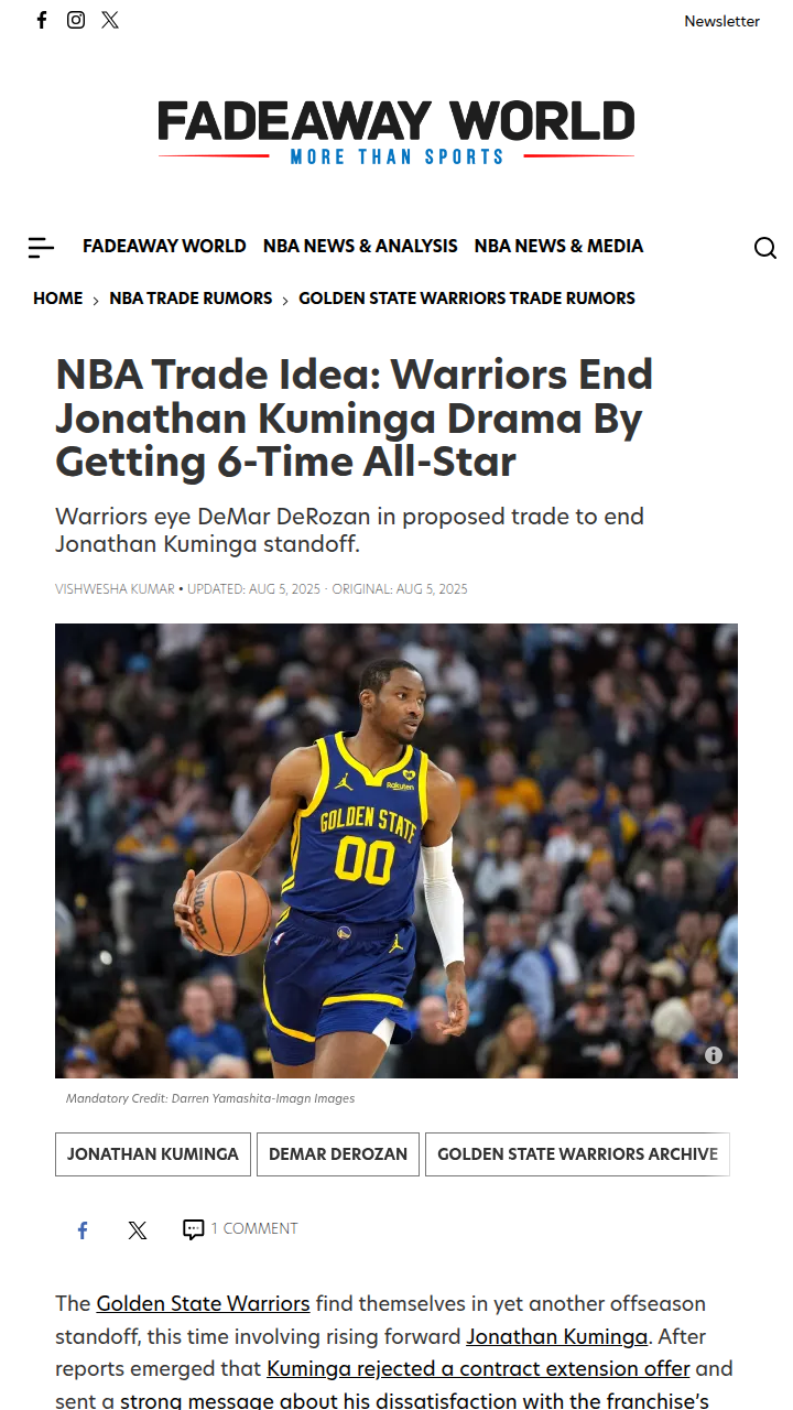 Kuminga Saga: Should Dubs Trade for DeRozan?