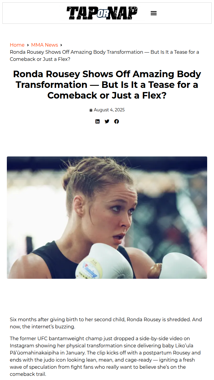 Rowdy Rousey: Comeback Hype or Just a Flex?