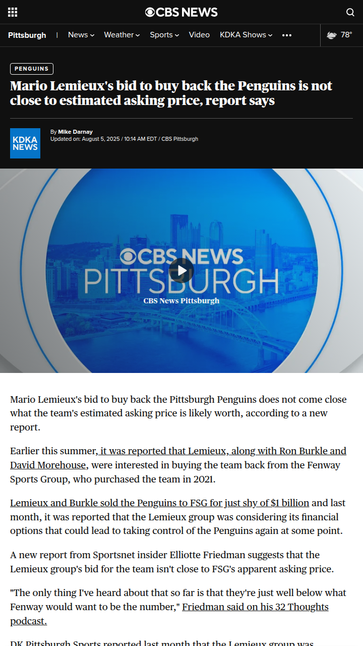 Penguins price tag leaves Lemieux’s bid short