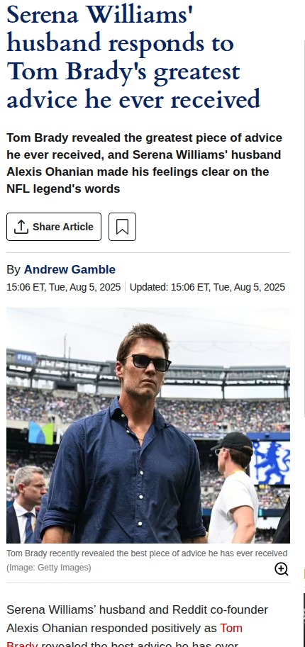 Brady Drops Wisdom, Ohanian Backs the GOAT