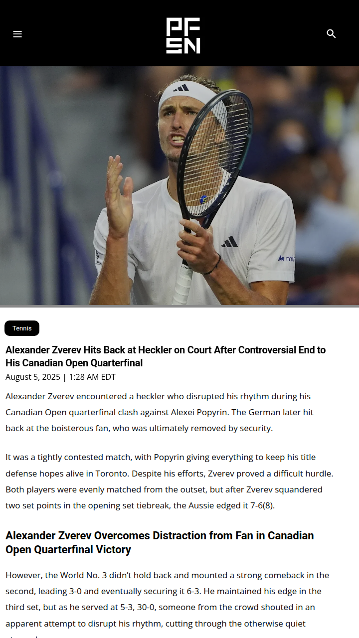 Zverev Silences Heckler in Canadian Open Thriller
