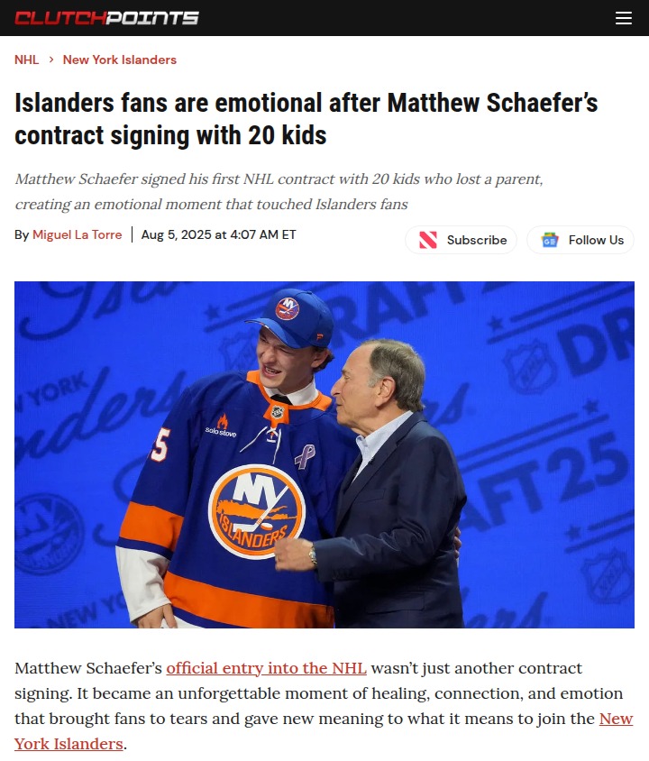 Matthew Schaefer’s Islanders debut hits home