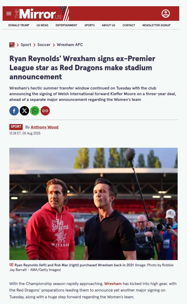 Red Dragons Land Kieffer Moore, Eye Promotion