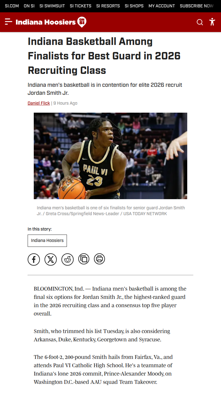 Hoosiers in the Hunt for Top Guard Smith Jr.
