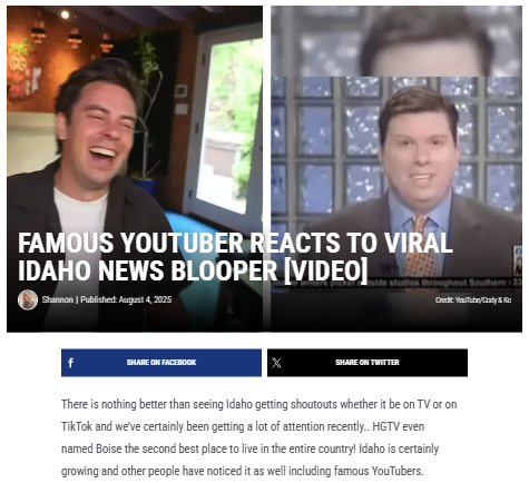 Boise’s viral news blooper gets YouTube fame