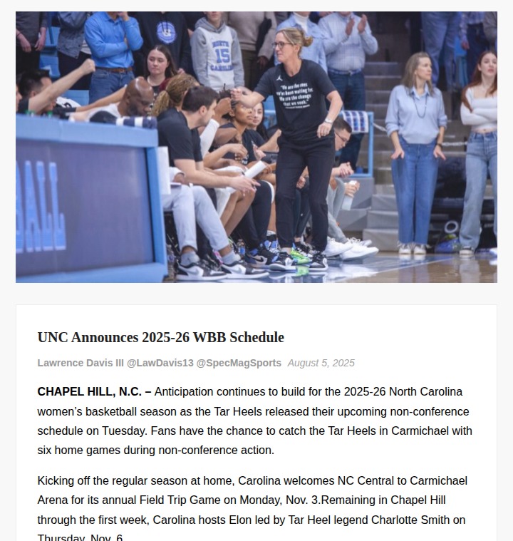Tar Heels’ 2025-26 schedule brings big matchups home