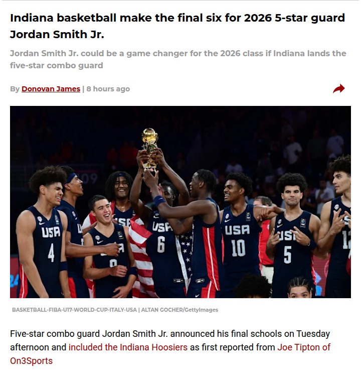 Hoosiers Land in Jordan Smith Jr.'s Final 6!