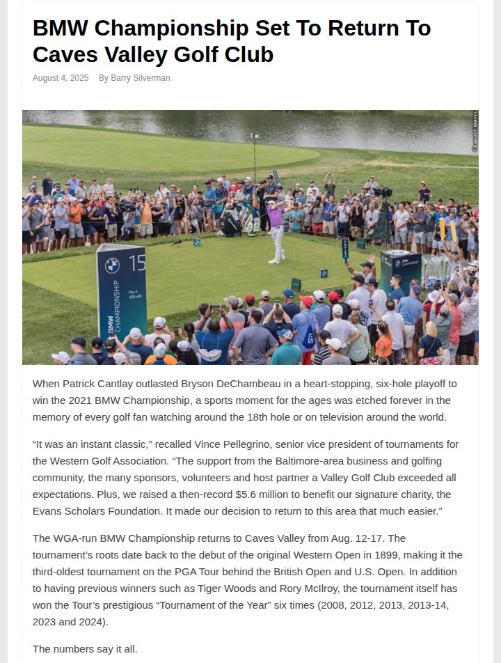 BMW Championship brings excitement back to Baltimore