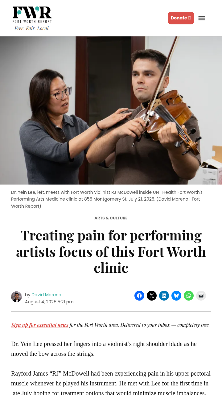 Fort Worth clinic helps artists stay on stage