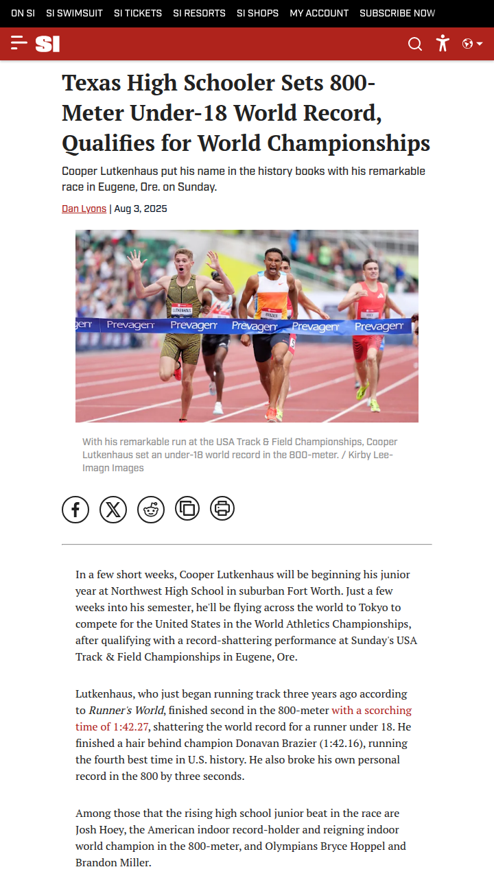 Cooper Lutkenhaus Shatters U18 800m Record!