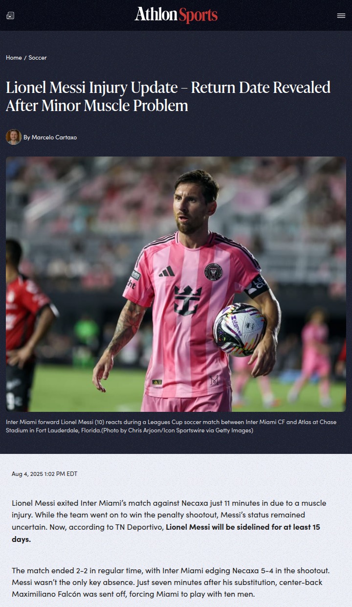 Messi Injury Shakes Inter Miami vs Necaxa
